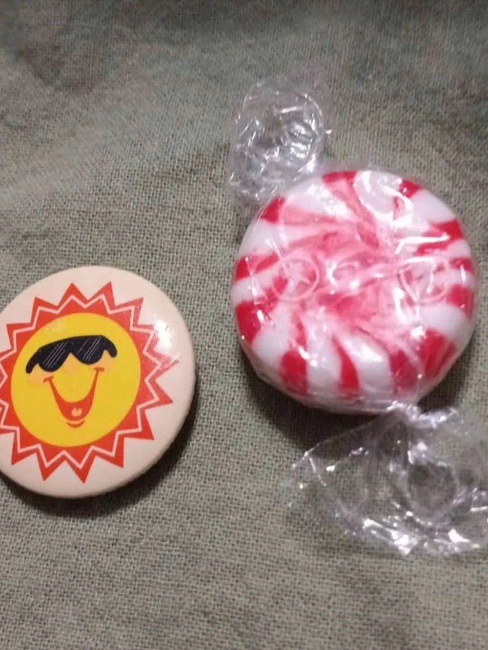 Mini Retro Sunny Smiley Button Badge - Yellow Sun with Sunglasses
